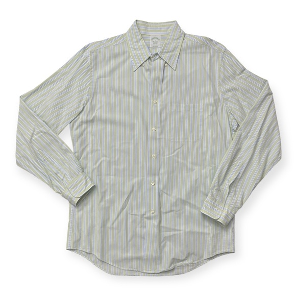 Brooks Brothers Milano Men’s Dress Shirt – Green Blue White Stripe - Picture 1 of 6